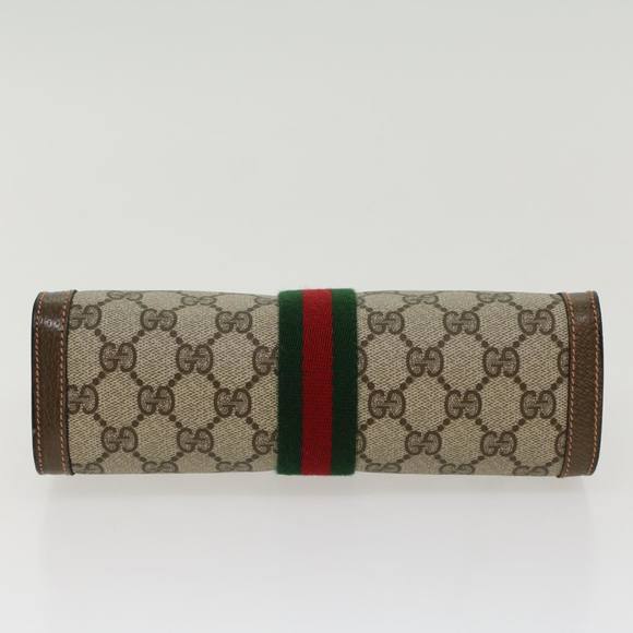 GUCCI GG Canvas Web Sherry Line Clutch Bag Beige Red Green 89.01.001 Auth yk7287 - Picture 6 of 16